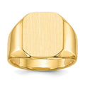 14k 13.0x15.5mm Closed Back Mens Signet Ring