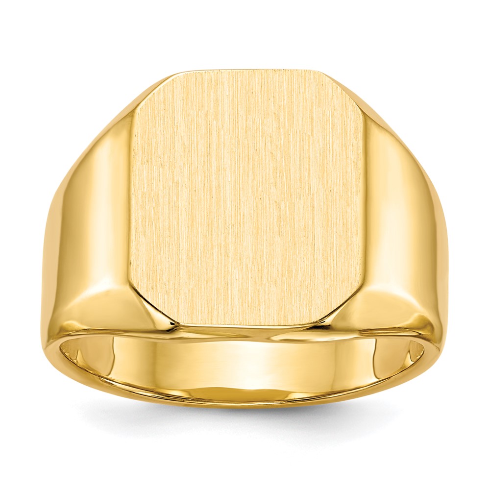 14k 13.0x15.5mm Closed Back Mens Signet Ring