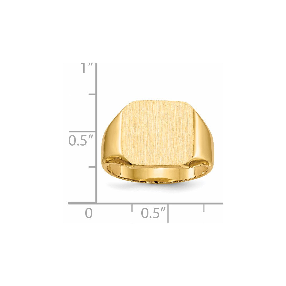 14k 13.0mm x14.0mm Closed Back Mens Signet Ring