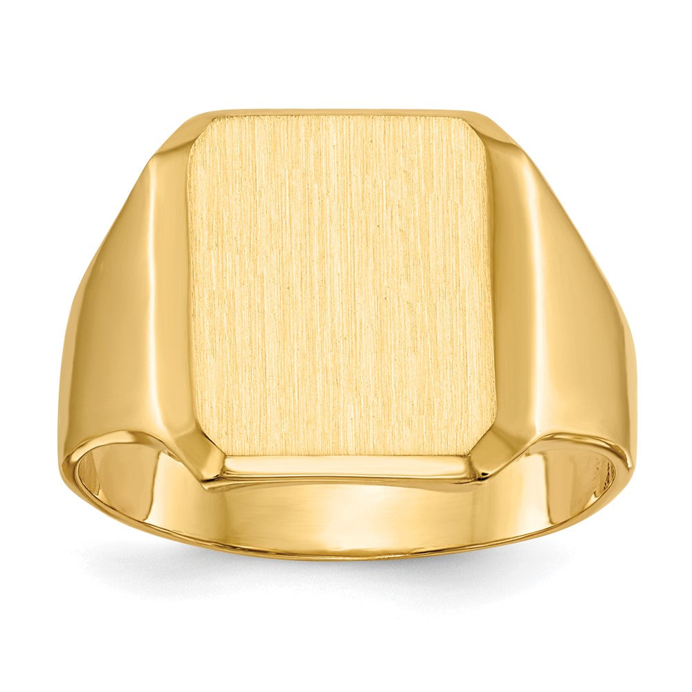 10ky 15.0x12.5mm Closed Back Men's Signet Ring