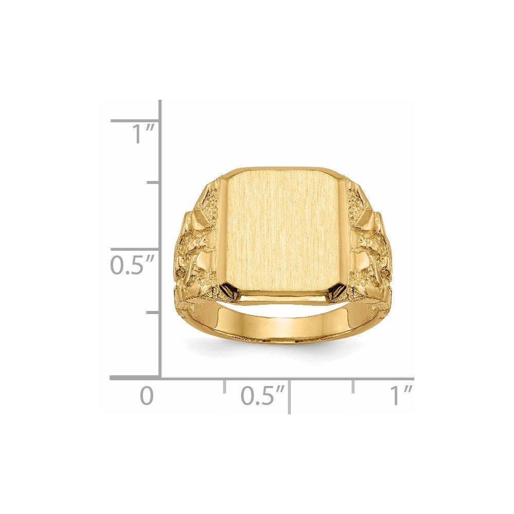 14k 13.0 x 14.0mm Open Back Mens Signet Ring