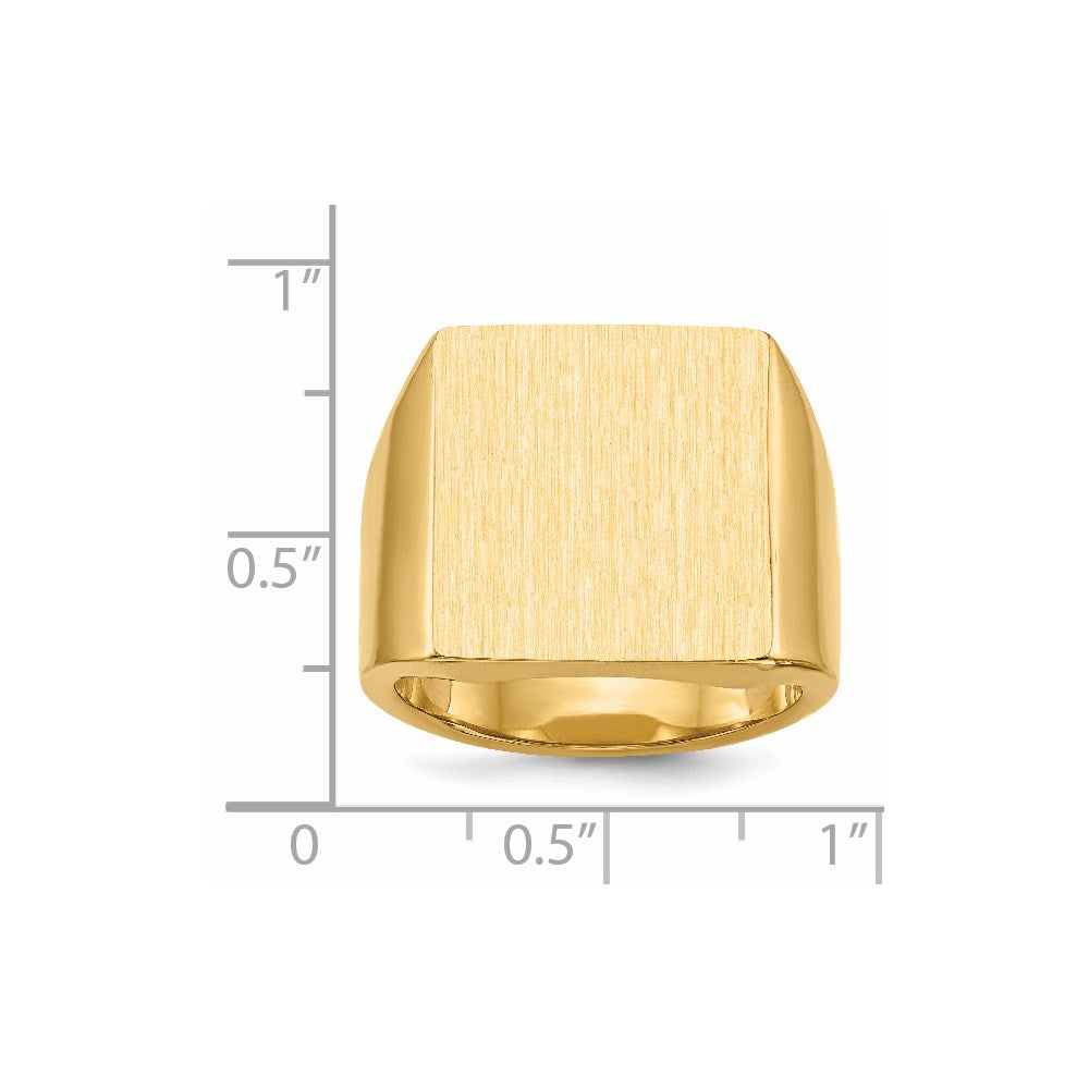 14k 16.5x17.5mm Closed Back Mens Signet Ring