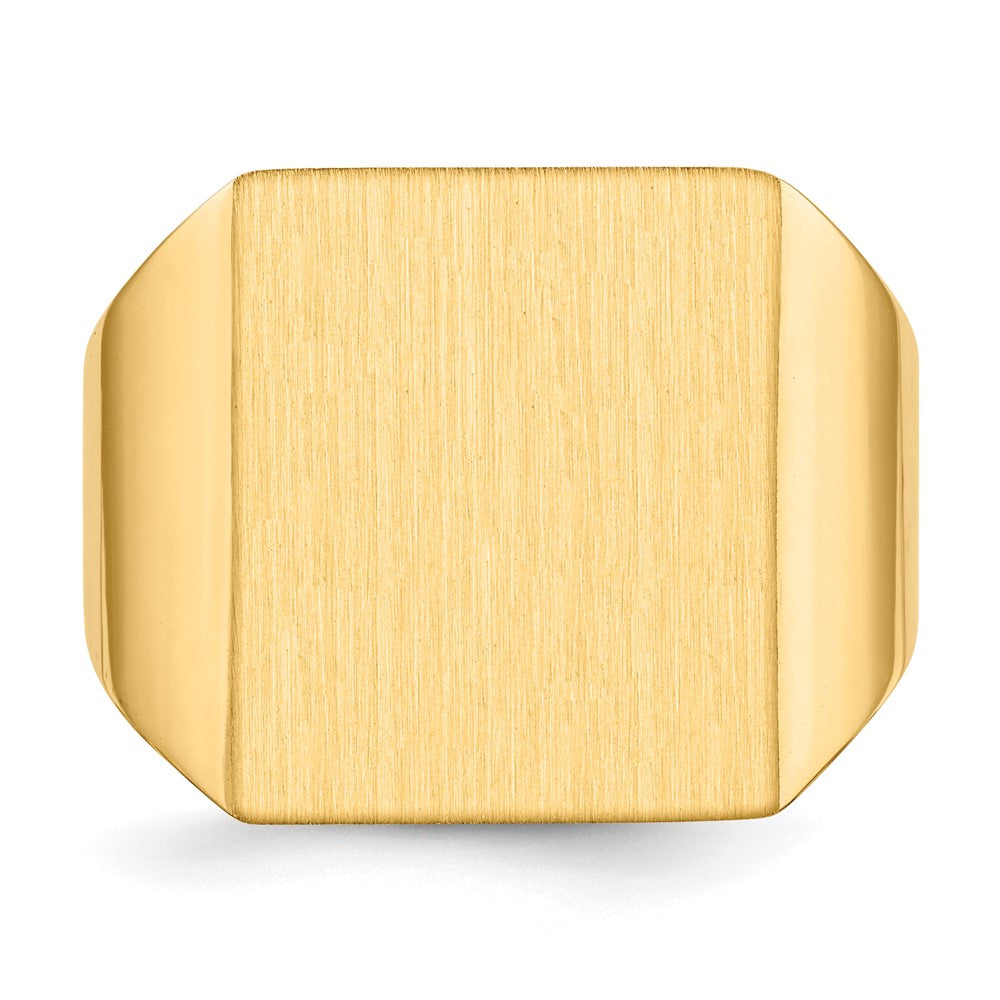 14k 15.5x17.5mm Open Back Mens Signet Ring