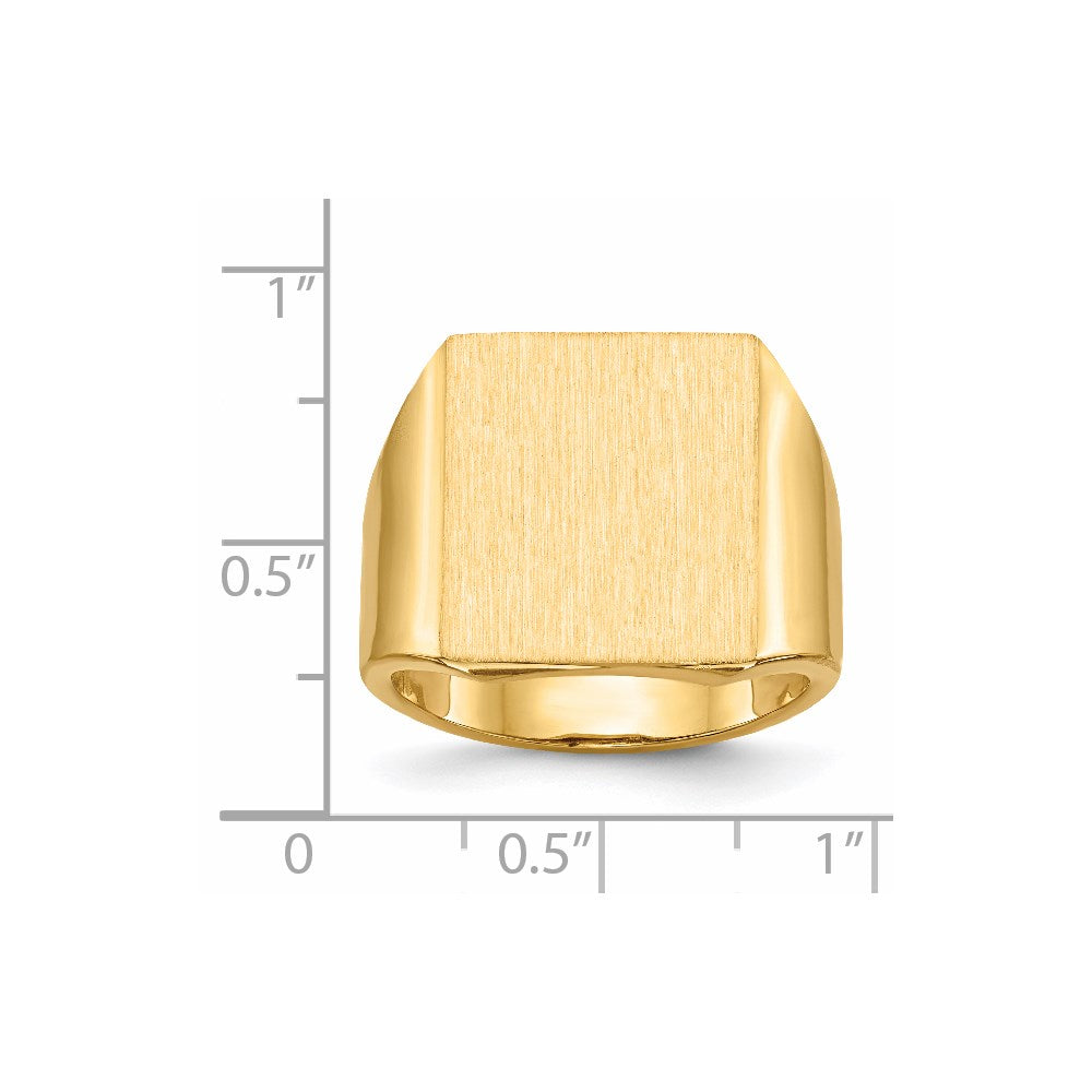 14k 15.5x17.5mm Open Back Mens Signet Ring