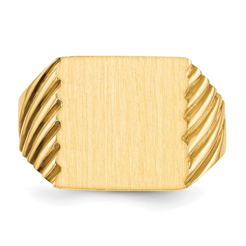 14k 13.0x13.0mm Closed Back Mens Signet Ring
