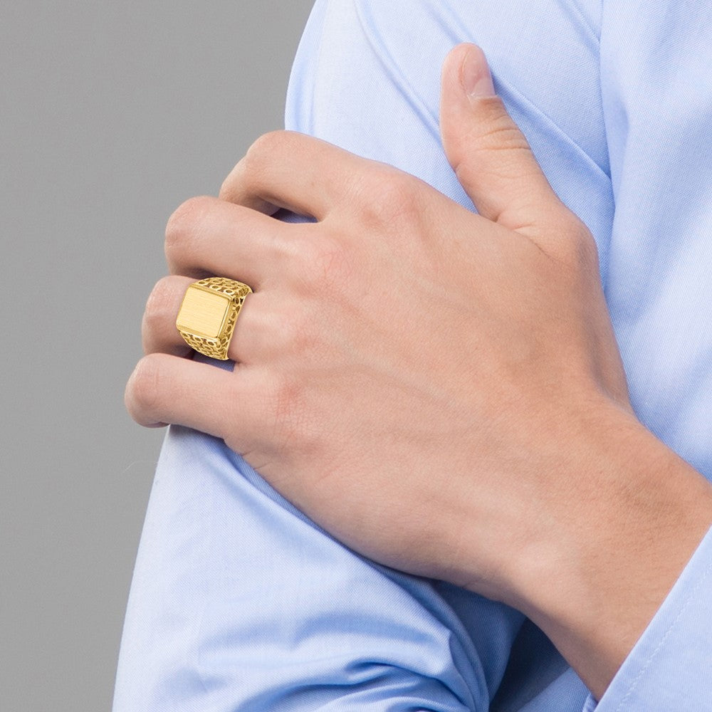 14k 11.5 x 13.5mm Open Back Mens Signet Ring