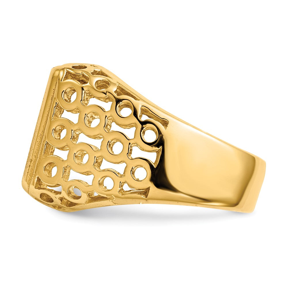 14k 11.5 x 13.5mm Open Back Mens Signet Ring