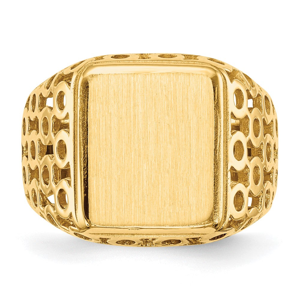 14k 11.5 x 13.5mm Open Back Mens Signet Ring