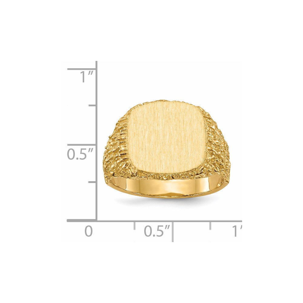14k 13.5x13.5mm Closed Back Mens Signet Ring