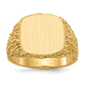 14k 13.5x13.5mm Closed Back Mens Signet Ring