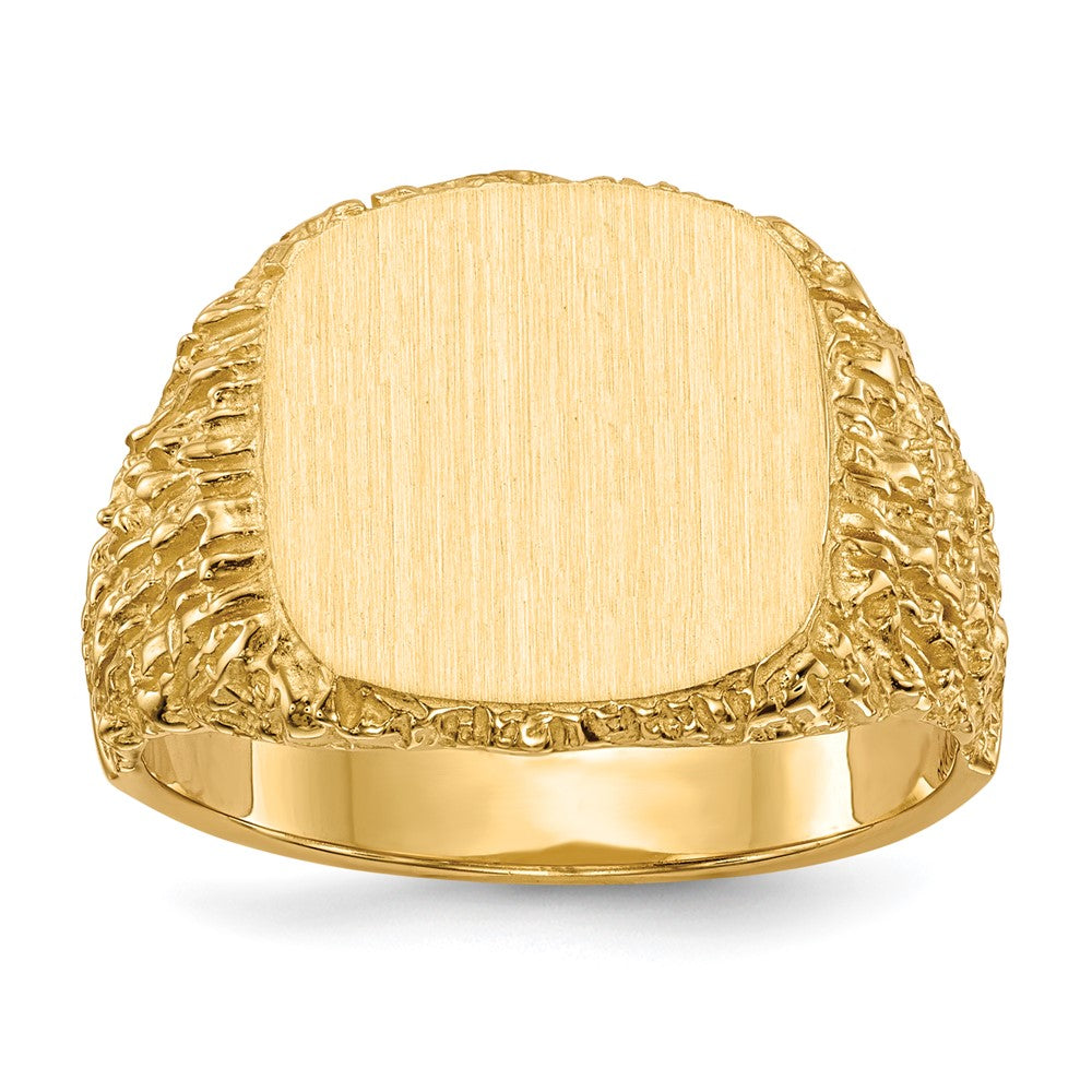 14k 13.5x13.5mm Closed Back Mens Signet Ring