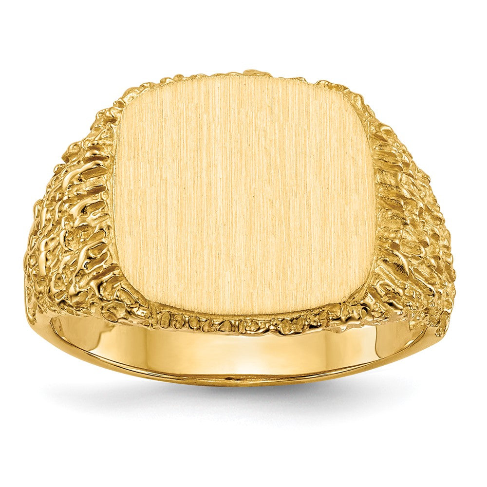 14k 13.5x13.5mm Open Back Mens Signet Ring