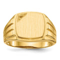 14k 12.0x11.5mm Grooved Sides Open Back Diamond Signet Ring Mtg
