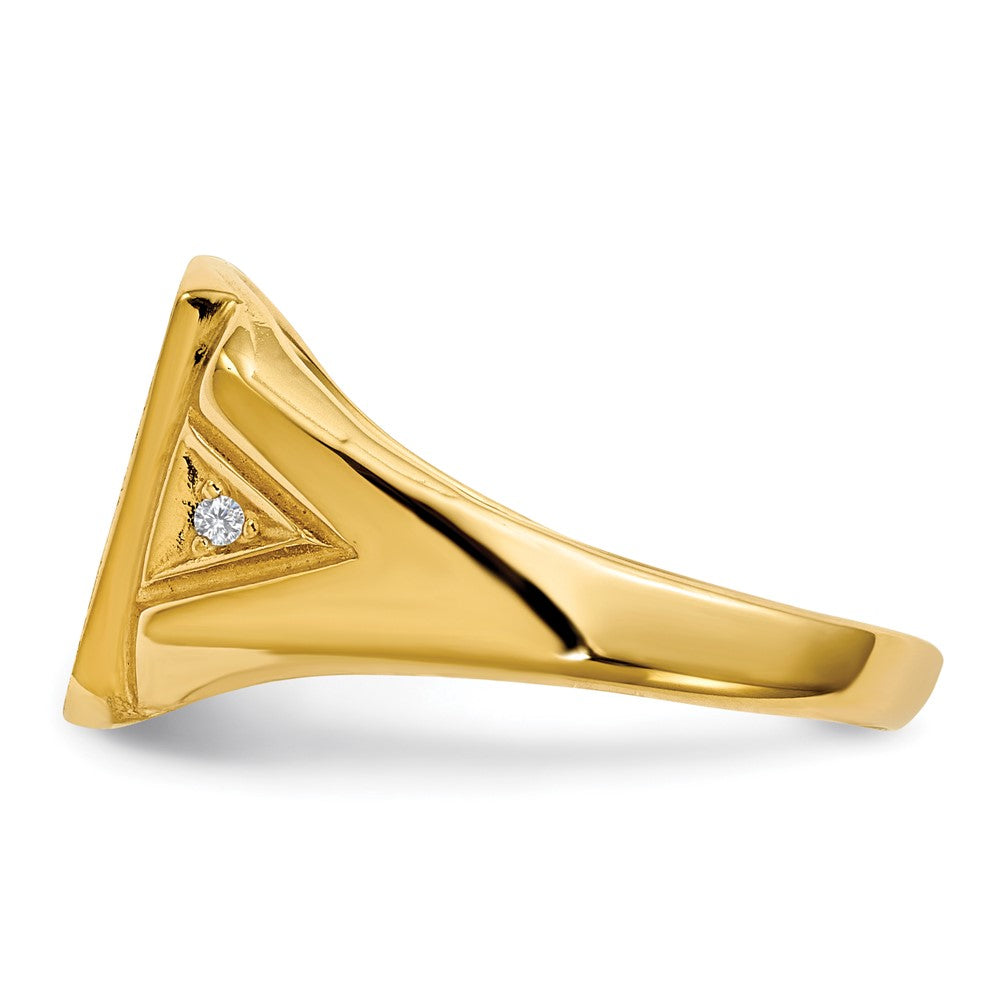 14k 11.0x12.0mm Open Back AAA Diamond Mens Signet Ring