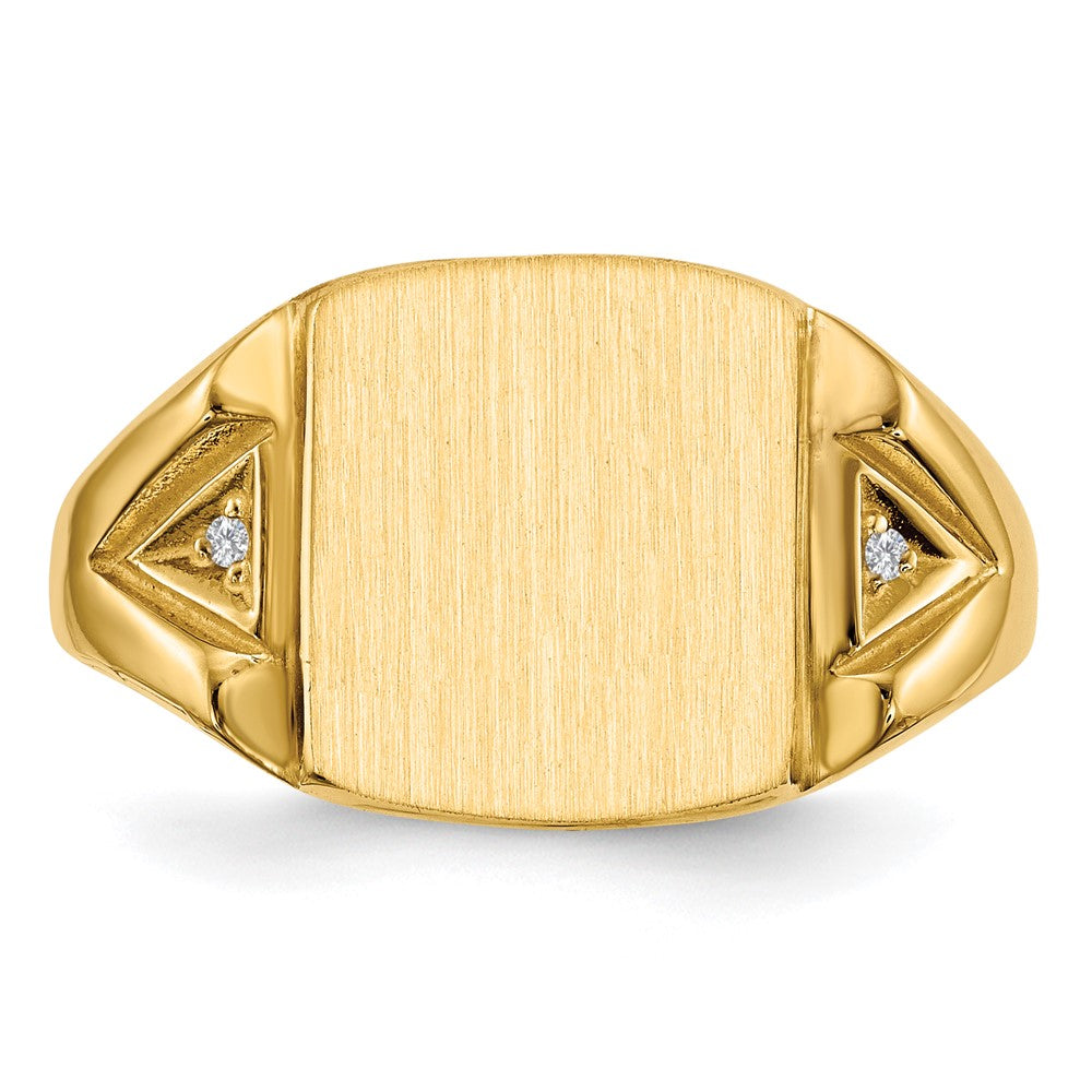 14k 11.0x12.0mm Open Back VS Diamond Mens Signet Ring