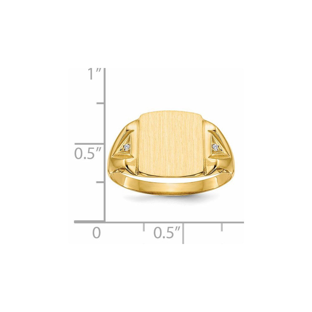 14k 11.0x12.0mm Open Back AAA Diamond Mens Signet Ring