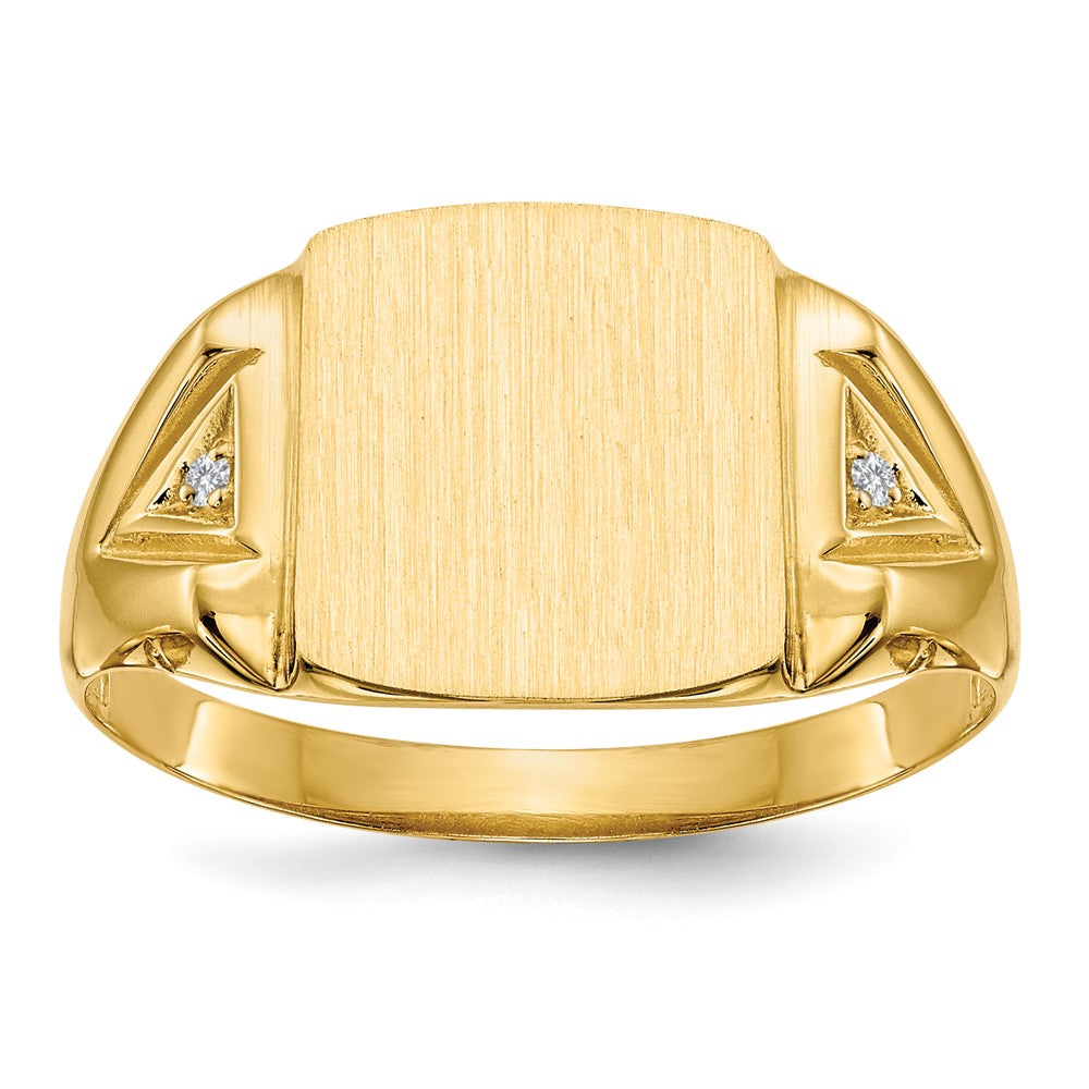 14k 11.0x12.0mm Open Back AAA Diamond Mens Signet Ring
