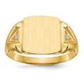 14k 11.0x12.0mm Open Back AA Diamond Mens Signet Ring
