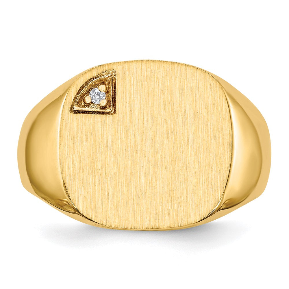 14k 15.0x15.0mm Closed Back VS Diamond Mens Signet Ring