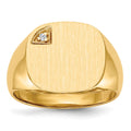 14k 15.0x15.0mm Closed Back VS Diamond Mens Signet Ring