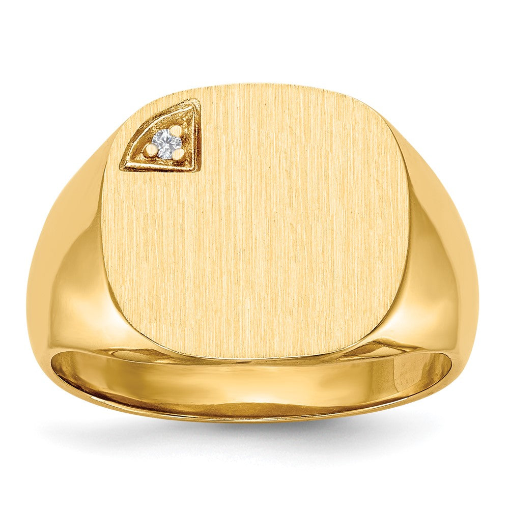 14k 15.0x15.0mm Closed Back VS Diamond Mens Signet Ring