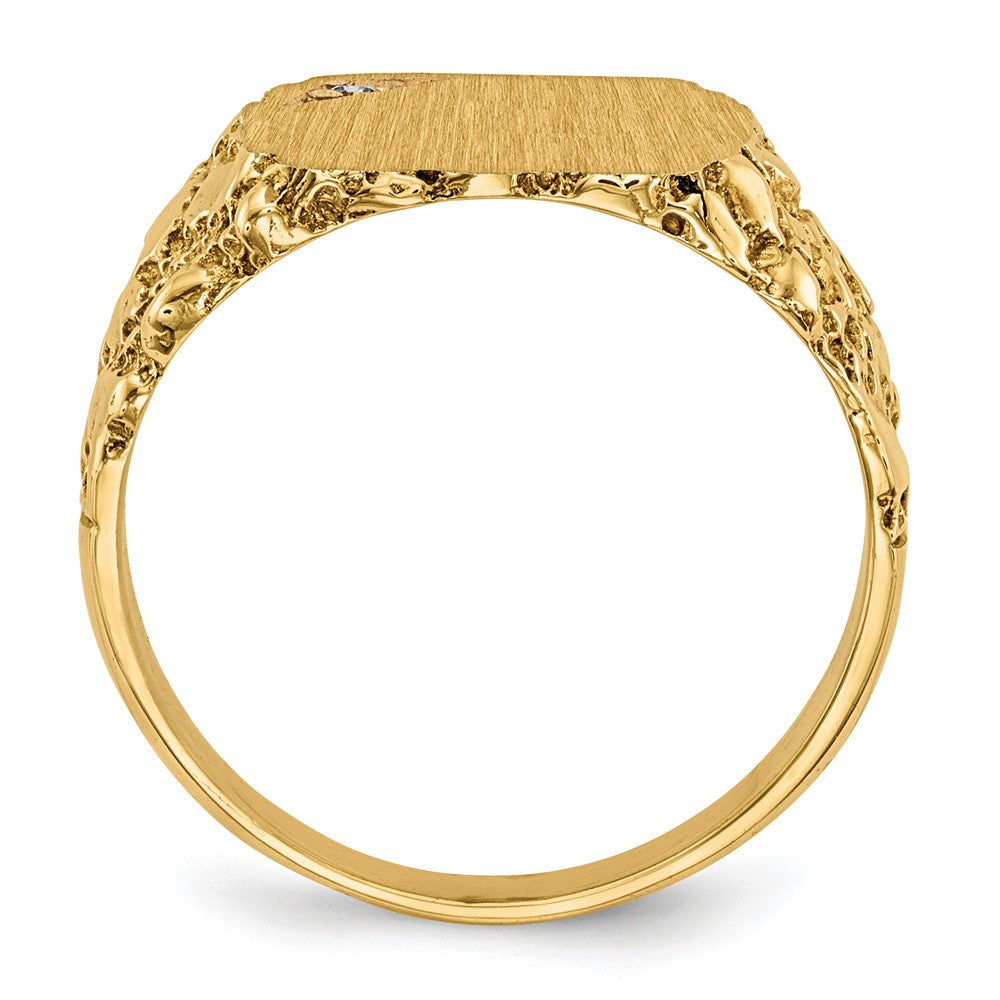 14k 11.5x10.0mm A Diamond Closed Back Signet Ring