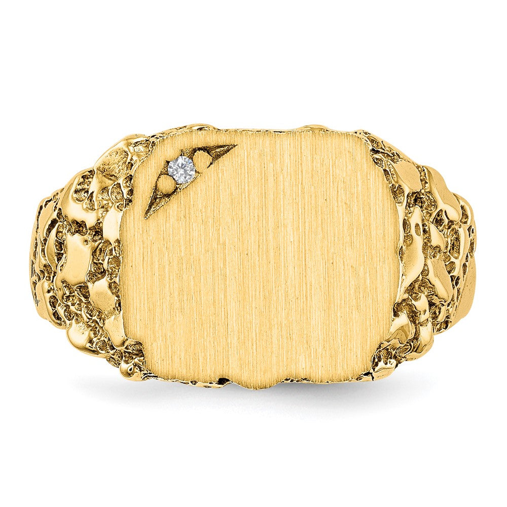 14k 11.5x10.0mm A Diamond Closed Back Signet Ring