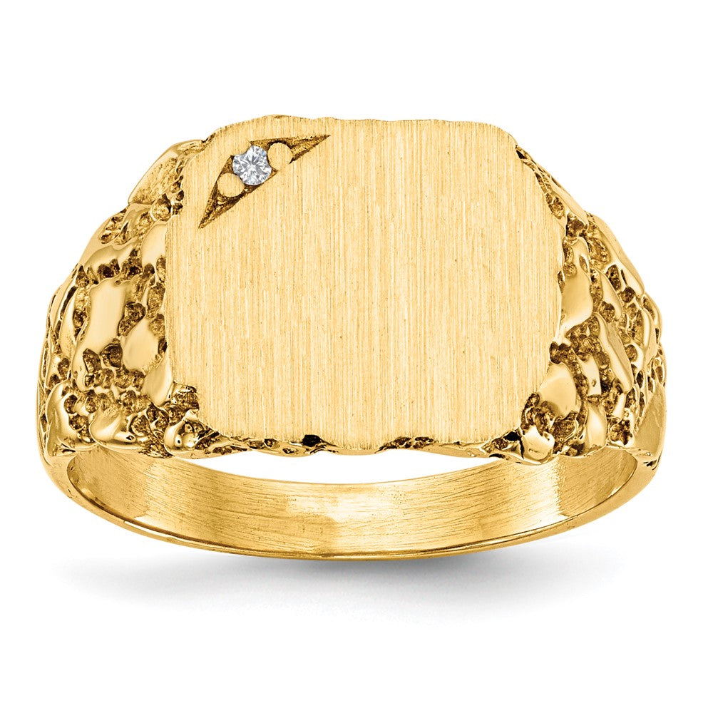 10ky 10.0x11.5mm AA Diamond Closed Back Signet Ring