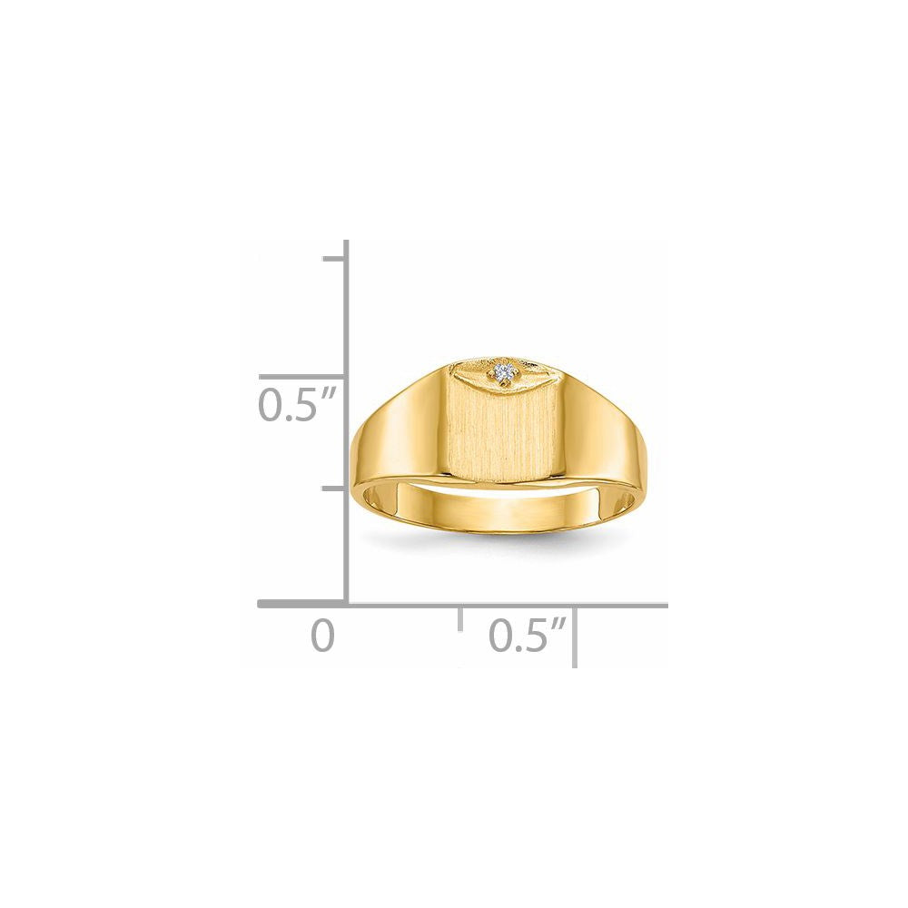 14k 7.0x8.0mm Closed Back A Diamond Signet Ring