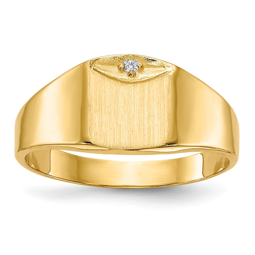 14k 7.0x8.0mm Closed Back A Diamond Signet Ring