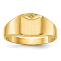 10k Polished Closed Back 8.0x7.0mm Diamond Signet Ring Mounting