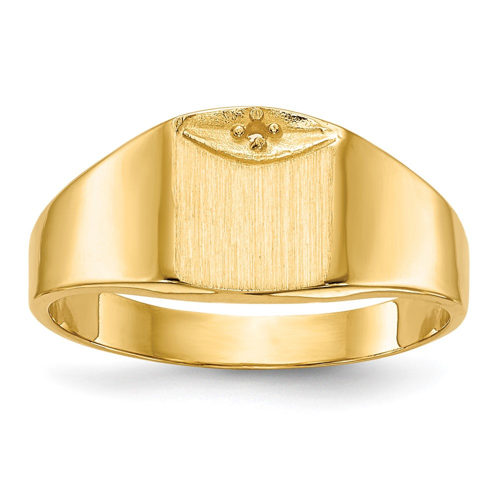 10k Polished Closed Back 8.0x7.0mm Diamond Signet Ring Mounting
