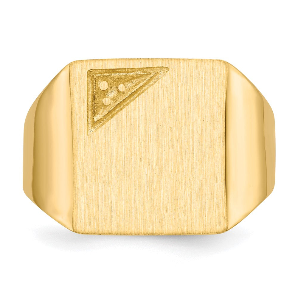 14k 13.0x14.0mm Closed Back Diamond Mens Signet Ring Mounting