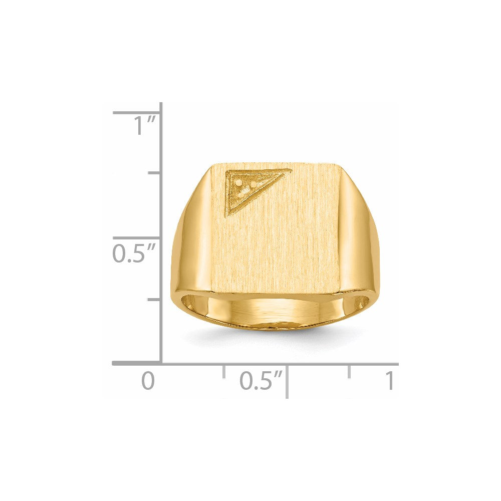 14k 13.0x14.0mm Closed Back Diamond Mens Signet Ring Mounting