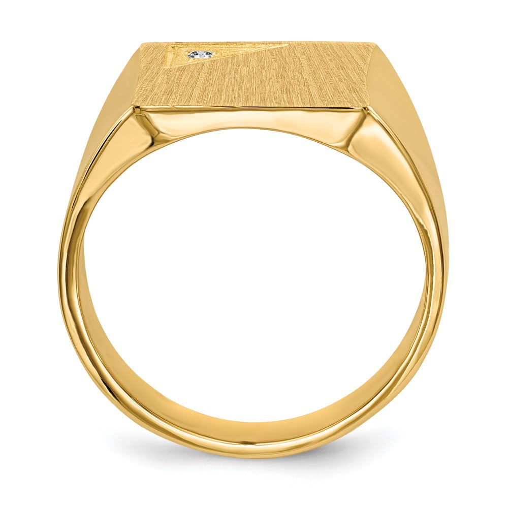 14k 13.0x14.0mm Closed Back AA Diamond Mens Signet Ring