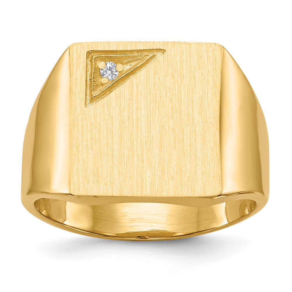 14k 13.0x14.0mm Closed Back VS Diamond Mens Signet Ring