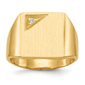14k 13.0x14.0mm Closed Back AA Diamond Mens Signet Ring