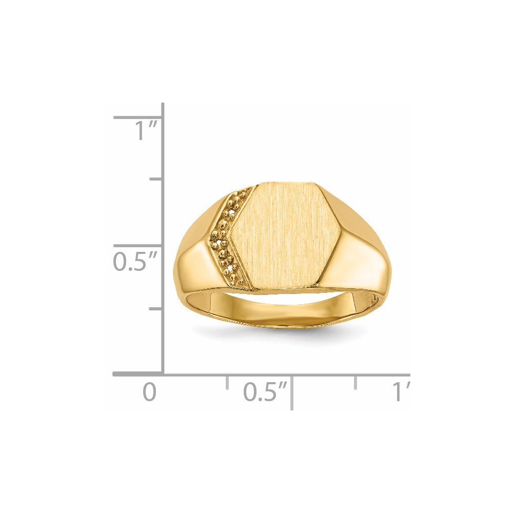 14k 11.5x11.5mm Open Back Diamond Mens Signet Ring Mounting
