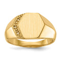 14k 11.5x11.5mm Open Back Diamond Mens Signet Ring Mounting