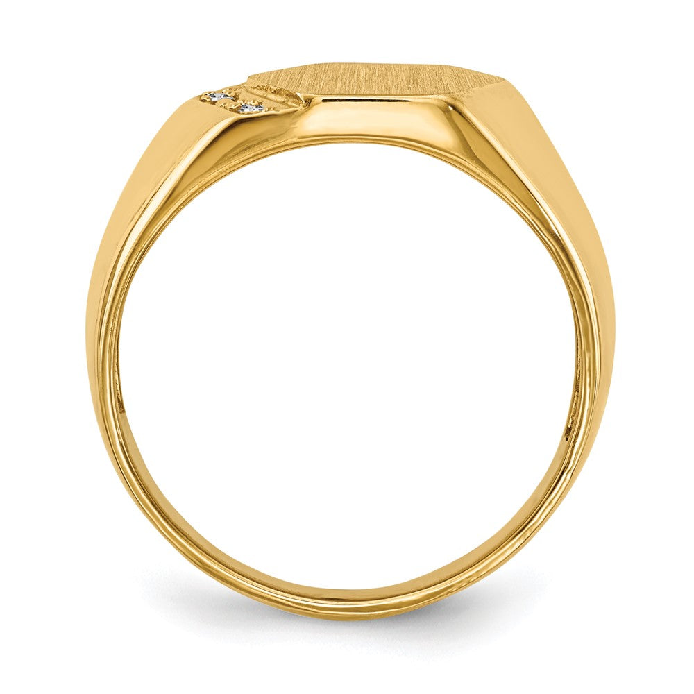 14k 11.5x11.5mm Open Back AA Diamond Mens Signet Ring