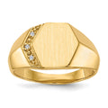 14k 11.5x11.5mm Open Back VS Diamond Mens Signet Ring