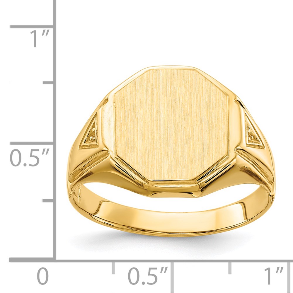 14k 11.5x12.5mm Open Back Diamond Mens Signet Ring Mounting