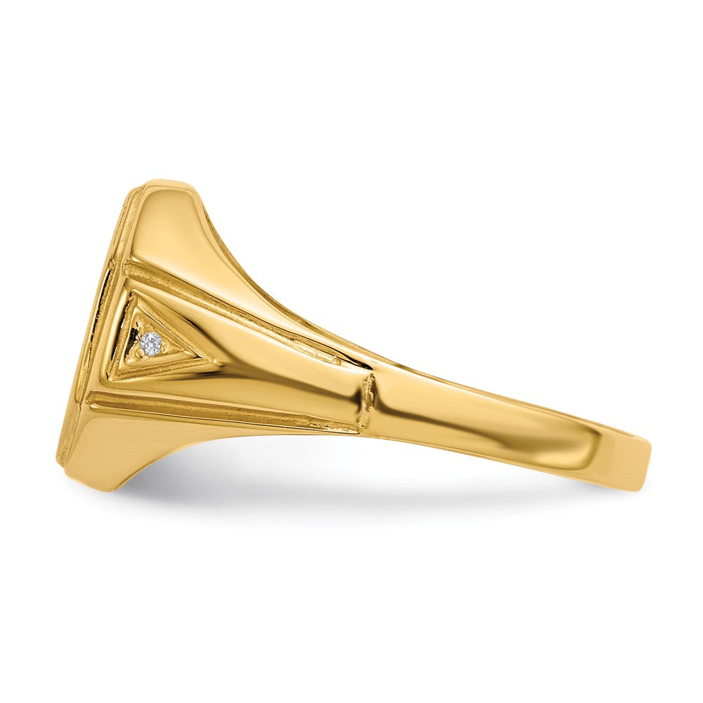 14k 11.5x12.5mm Open Back AAA Diamond Mens Signet Ring
