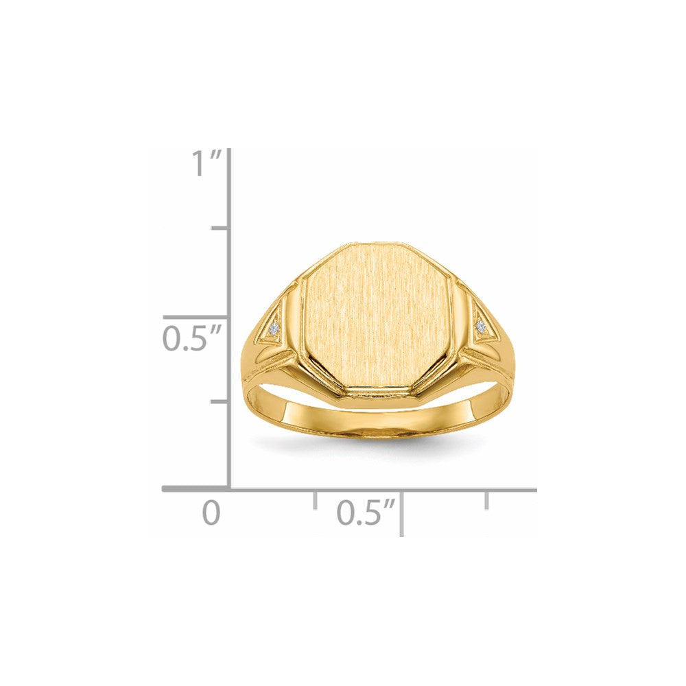 14k 11.5x12.5mm Open Back AAA Diamond Mens Signet Ring