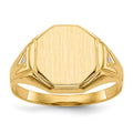 14k 11.5x12.5mm Open Back A Diamond Mens Signet Ring