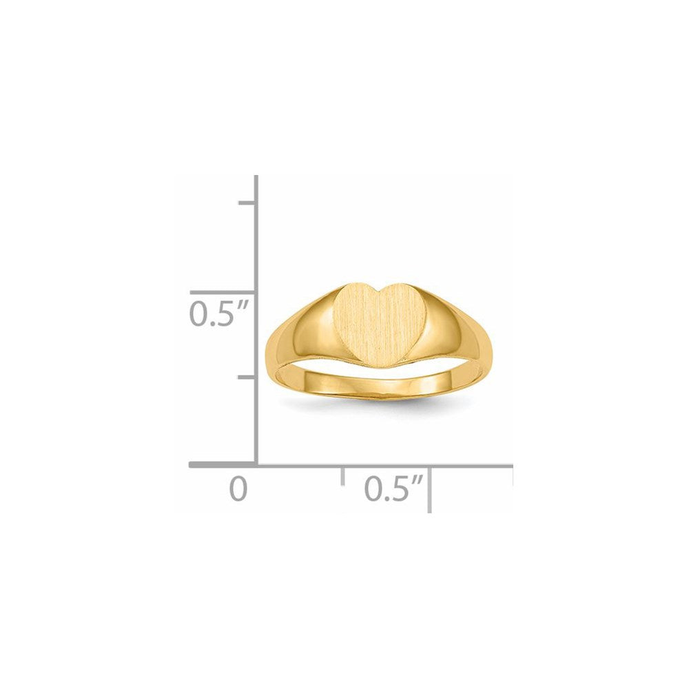 14k 8.0x6.5mm Closed Back Heart Signet Ring