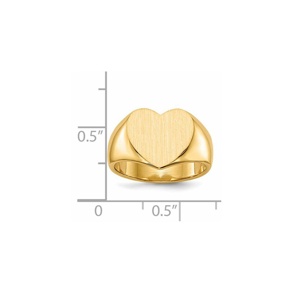 14k 12.5x11.5mm Closed Back Heart Signet Ring
