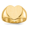 18k 12.5x11.5mm Closed Back Heart Signet Ring