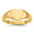 14k 8.5x7.5mm Open Back Heart Signet Ring