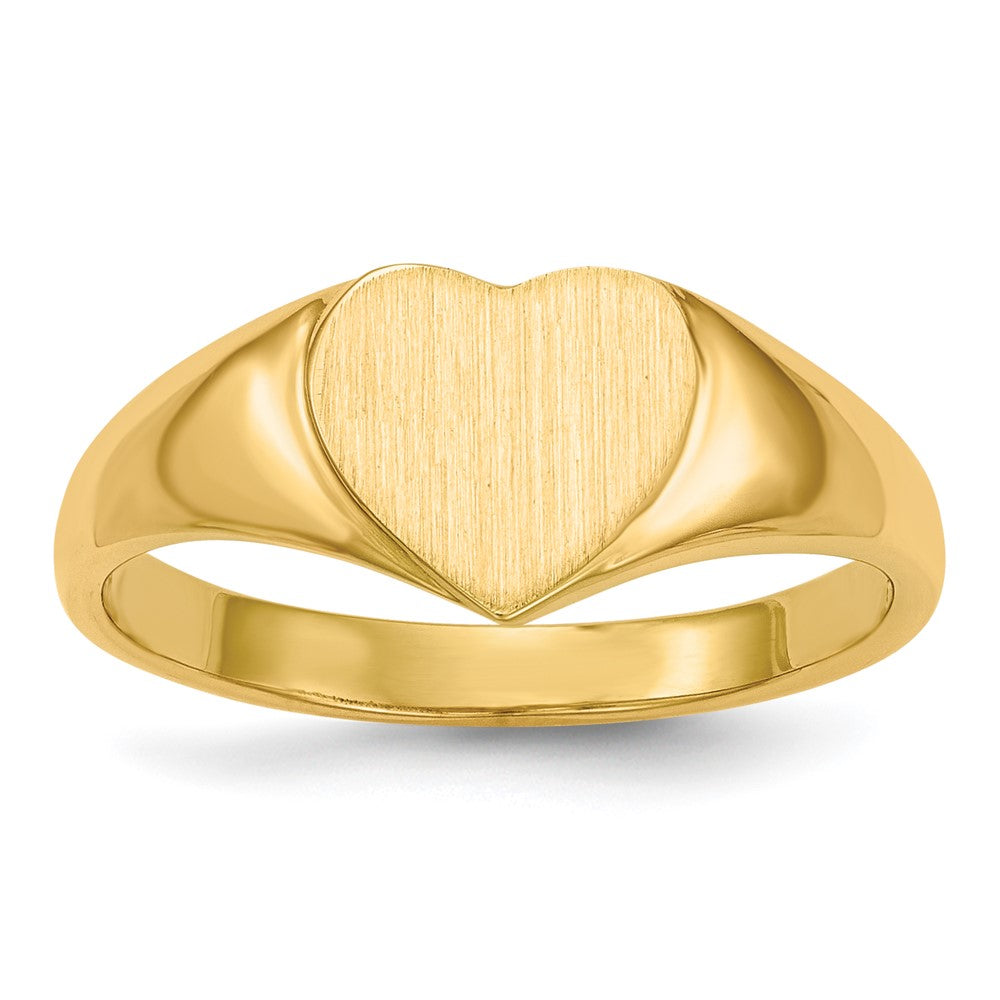 14k 8.5x7.5mm Open Back Heart Signet Ring